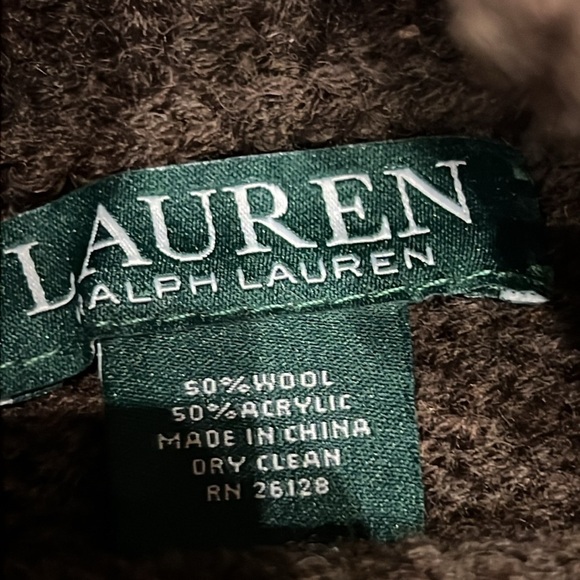 LAUREN  Ralph Lauren Brown Wool Blend Poncho with slits at front for arms - Picture 4 of 8